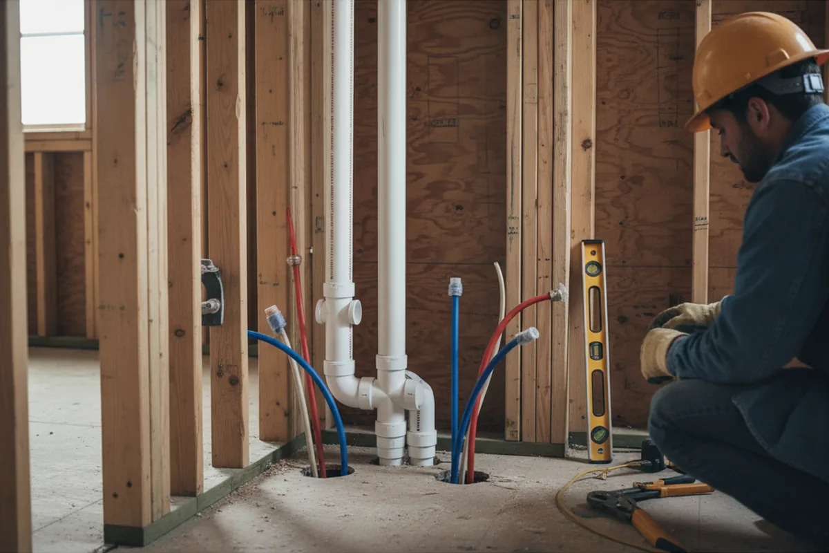 Drain and supply rough-in during Drain Cleaning in Twin Lake