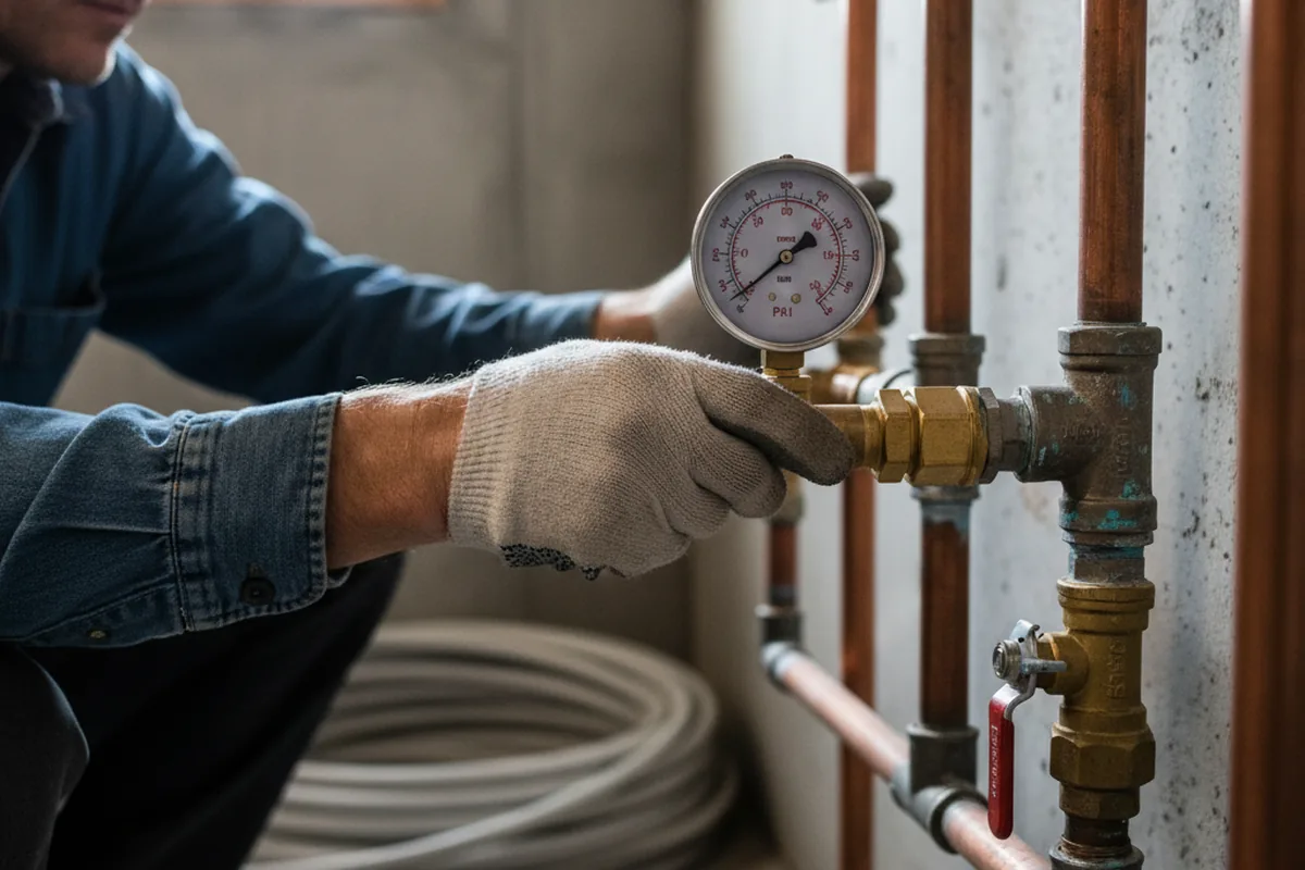 Pressure testing a repaired line during Water Line Repair in Twin Lake